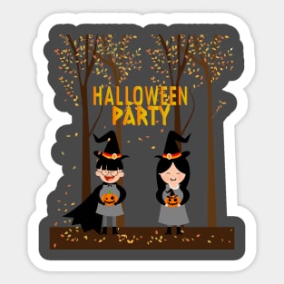 halloween party background cute kid icons Sticker